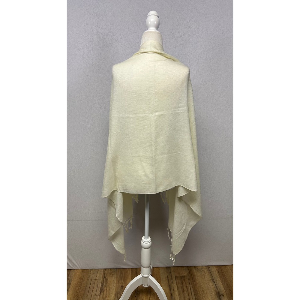 Elegant Classic Pashmina Womens OS Pale Yellow Fringed Wrap Scarf Shawl